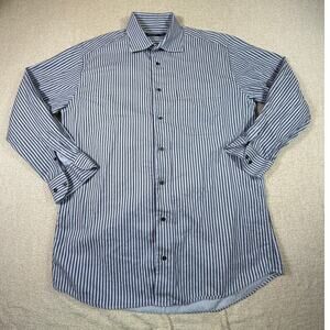 St. Croix Mens Large Tan Blue Striped Long Sleeve Button Front Casual Work Shirt